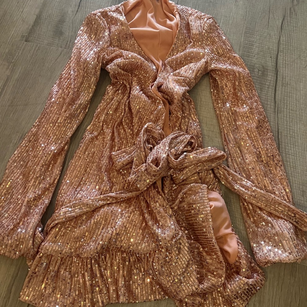 Rose gold wrap dress mini